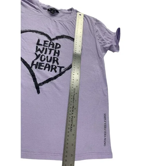 Simply Vera Vera Wang Purple "Lead With Your Heart" T-Shirt Size Small - Picture 7 of 9